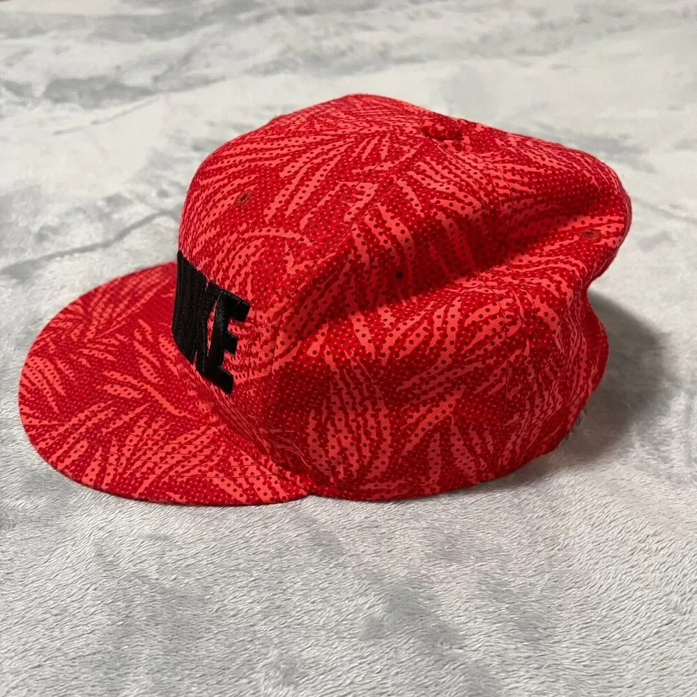 Nike Hat‎ Cap Red Youth Snapback True Tropical Storm Palm Leafs Print Flat Brim